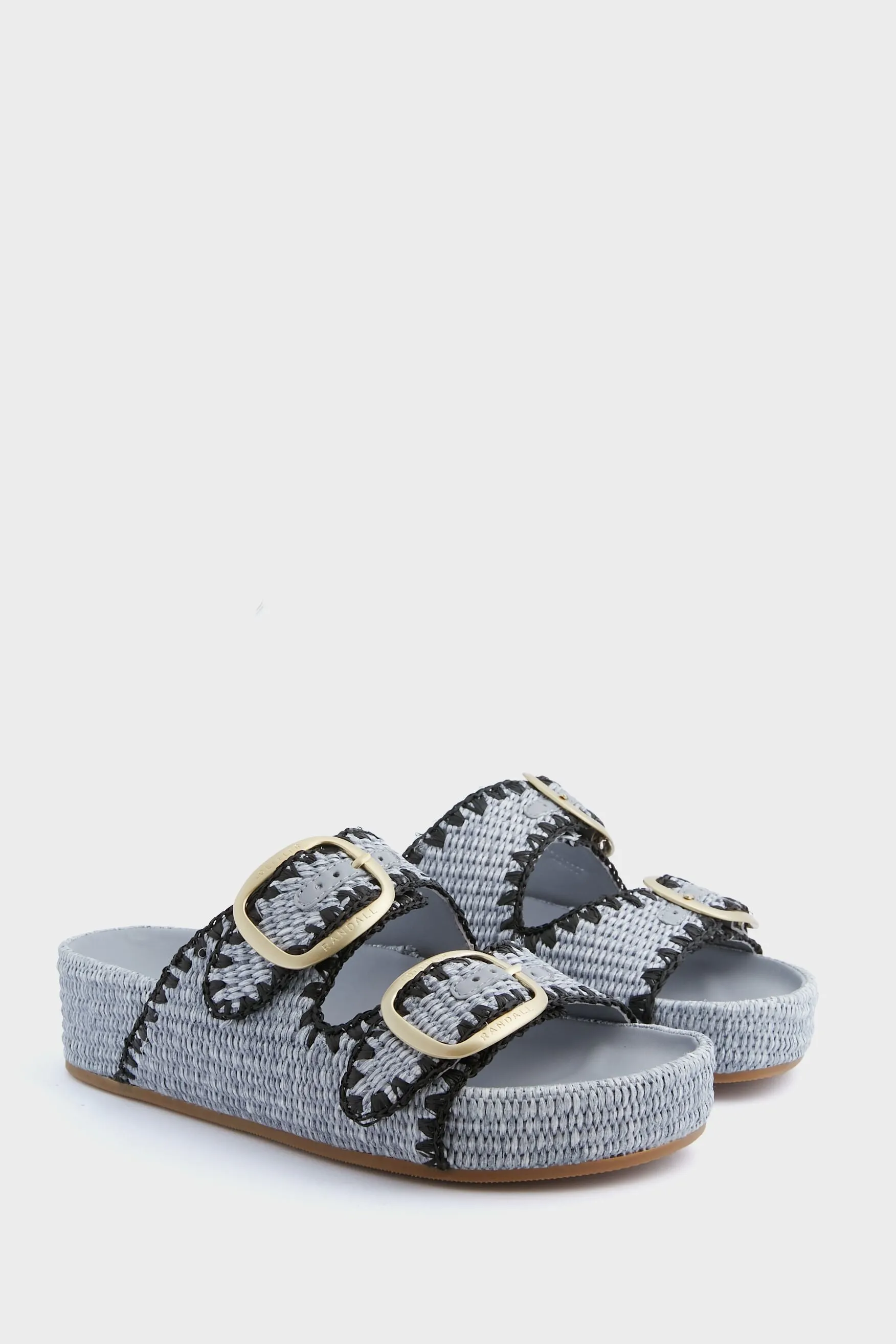 Blue Chunky Woven Raffia Sandals