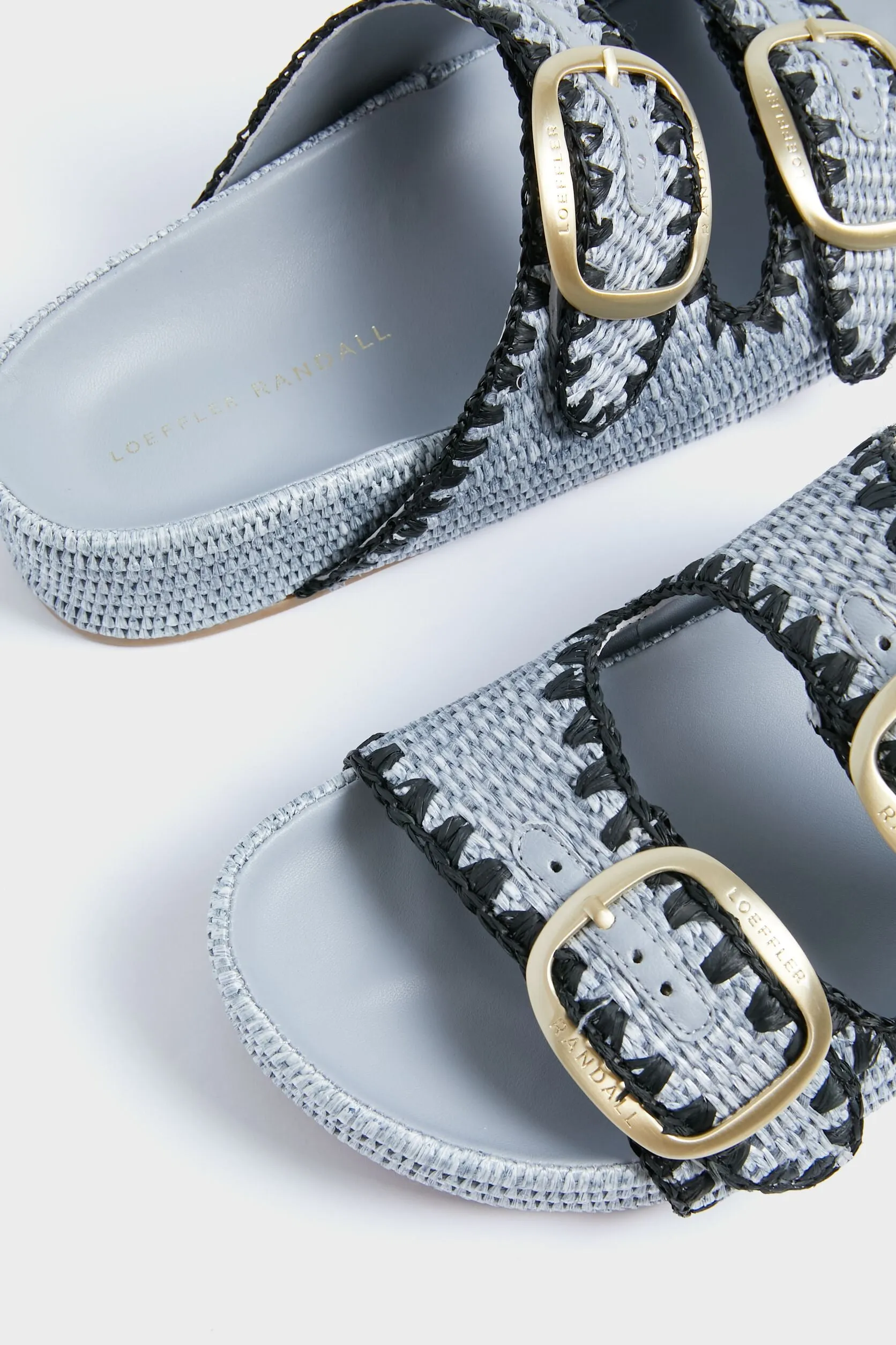 Blue Chunky Woven Raffia Sandals