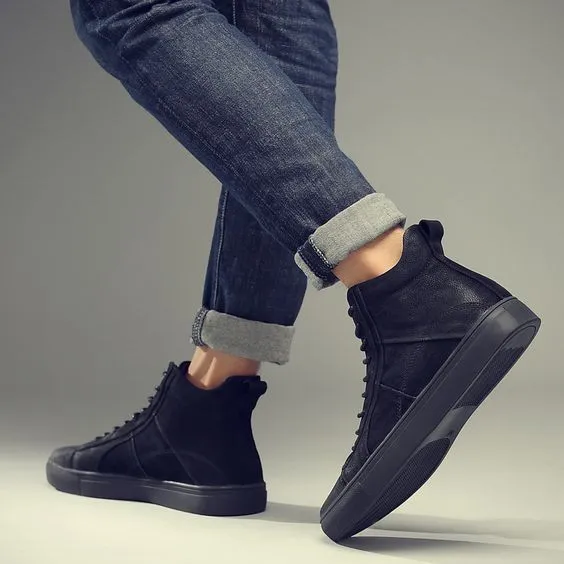 British Trend High Top Leather Shoes