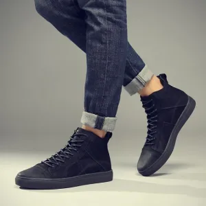 British Trend High Top Leather Shoes