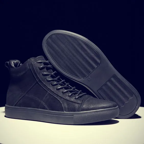 British Trend High Top Leather Shoes