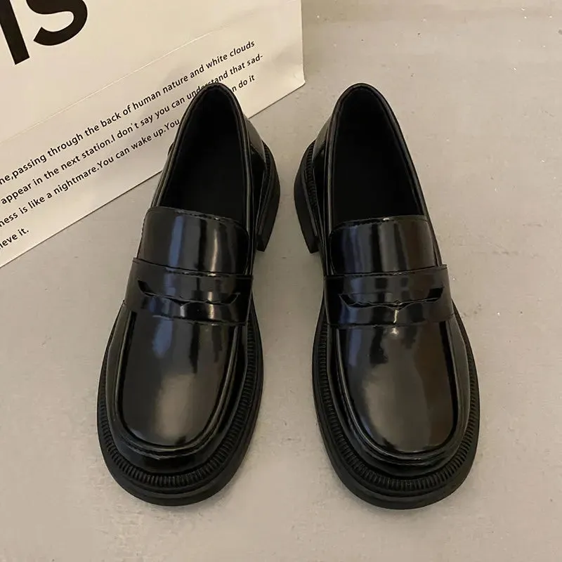 Brown Loafers women Round Toe Japanese shoes Girls Round Toe JK Uniform Shoes Women Retro Platform Lolita Cosplay Shoes size 42