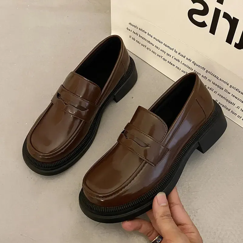 Brown Loafers women Round Toe Japanese shoes Girls Round Toe JK Uniform Shoes Women Retro Platform Lolita Cosplay Shoes size 42