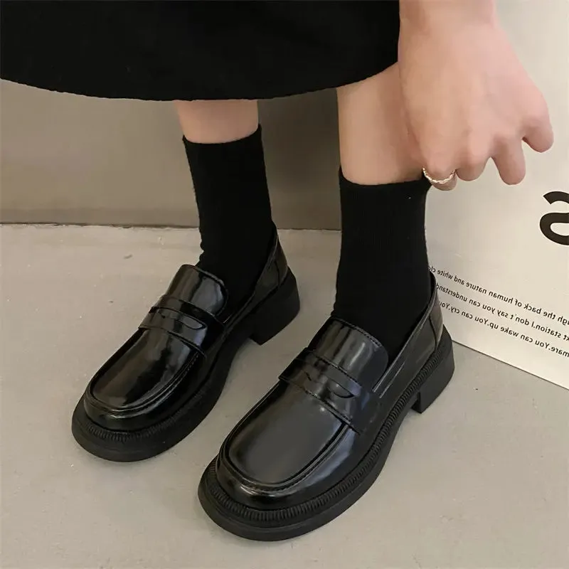 Brown Loafers women Round Toe Japanese shoes Girls Round Toe JK Uniform Shoes Women Retro Platform Lolita Cosplay Shoes size 42