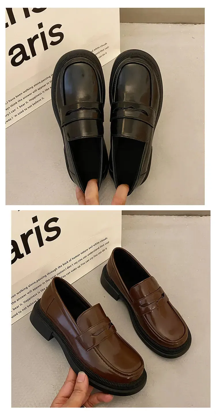 Brown Loafers women Round Toe Japanese shoes Girls Round Toe JK Uniform Shoes Women Retro Platform Lolita Cosplay Shoes size 42