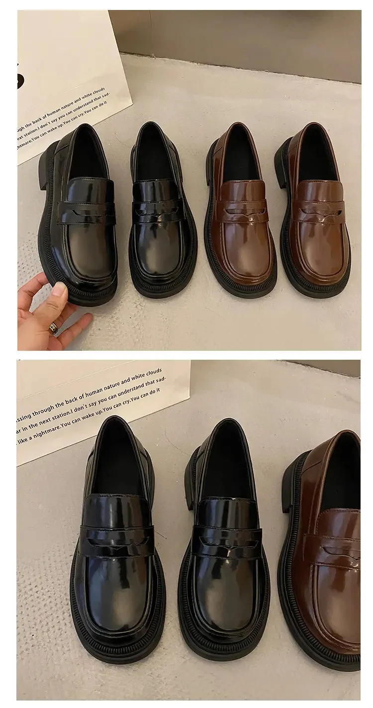Brown Loafers women Round Toe Japanese shoes Girls Round Toe JK Uniform Shoes Women Retro Platform Lolita Cosplay Shoes size 42