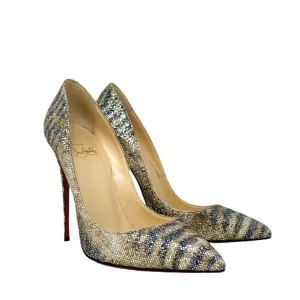 Christian Louboutin Pigalle Follies 120 Gold/Silver Glitter Sirene Pump Heels small fit 38.5 UK 5.5