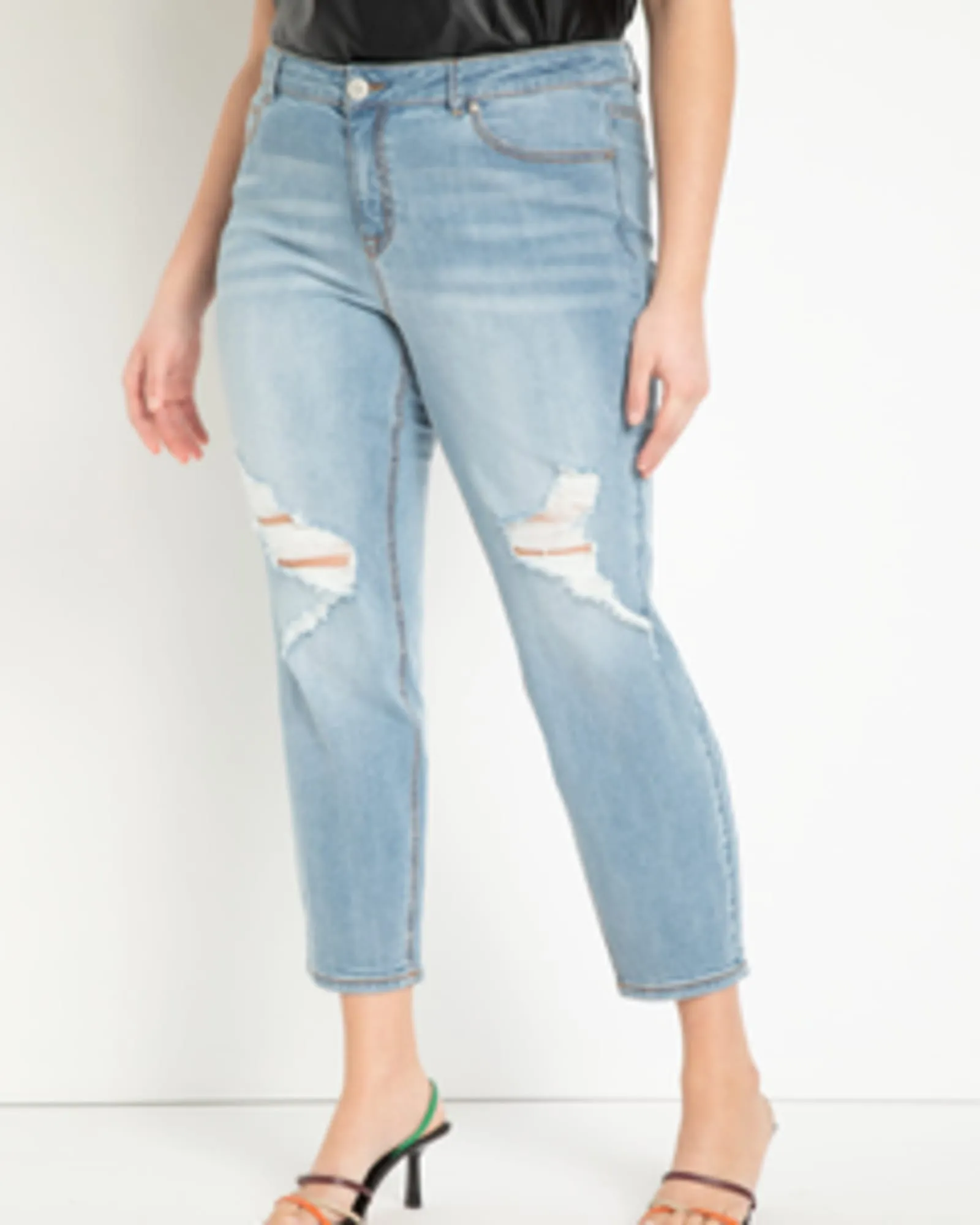 Classic Fit Distressed Boyfriend Jean | Dark Medium Wash