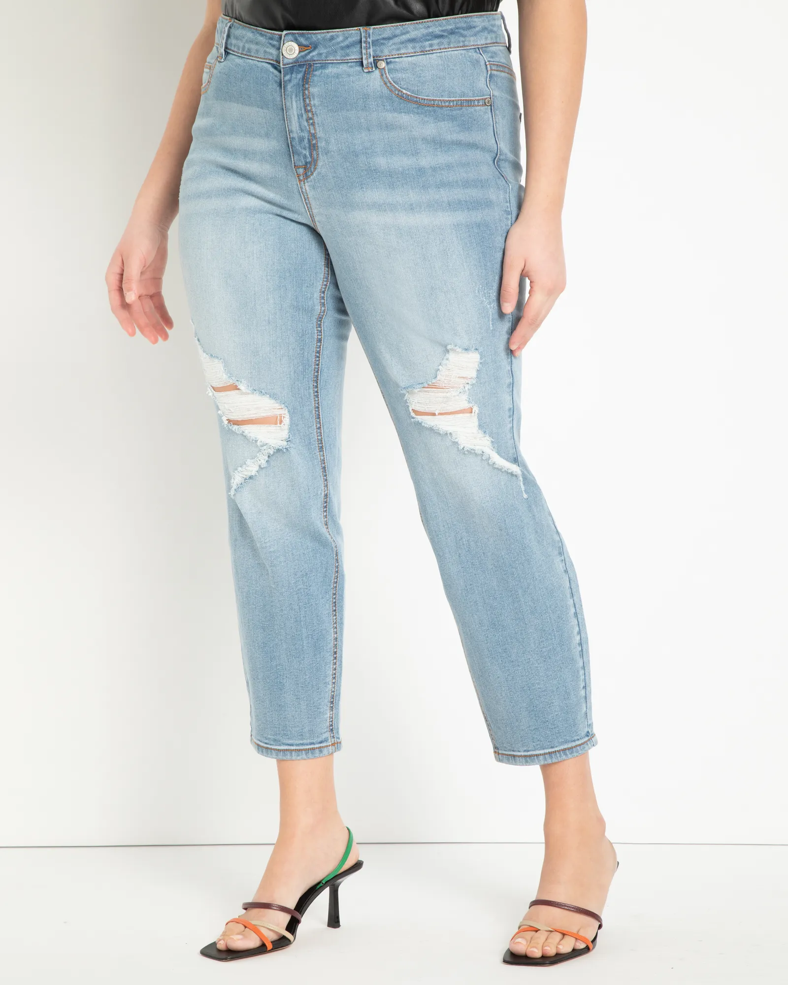 Classic Fit Distressed Boyfriend Jean | Dark Medium Wash