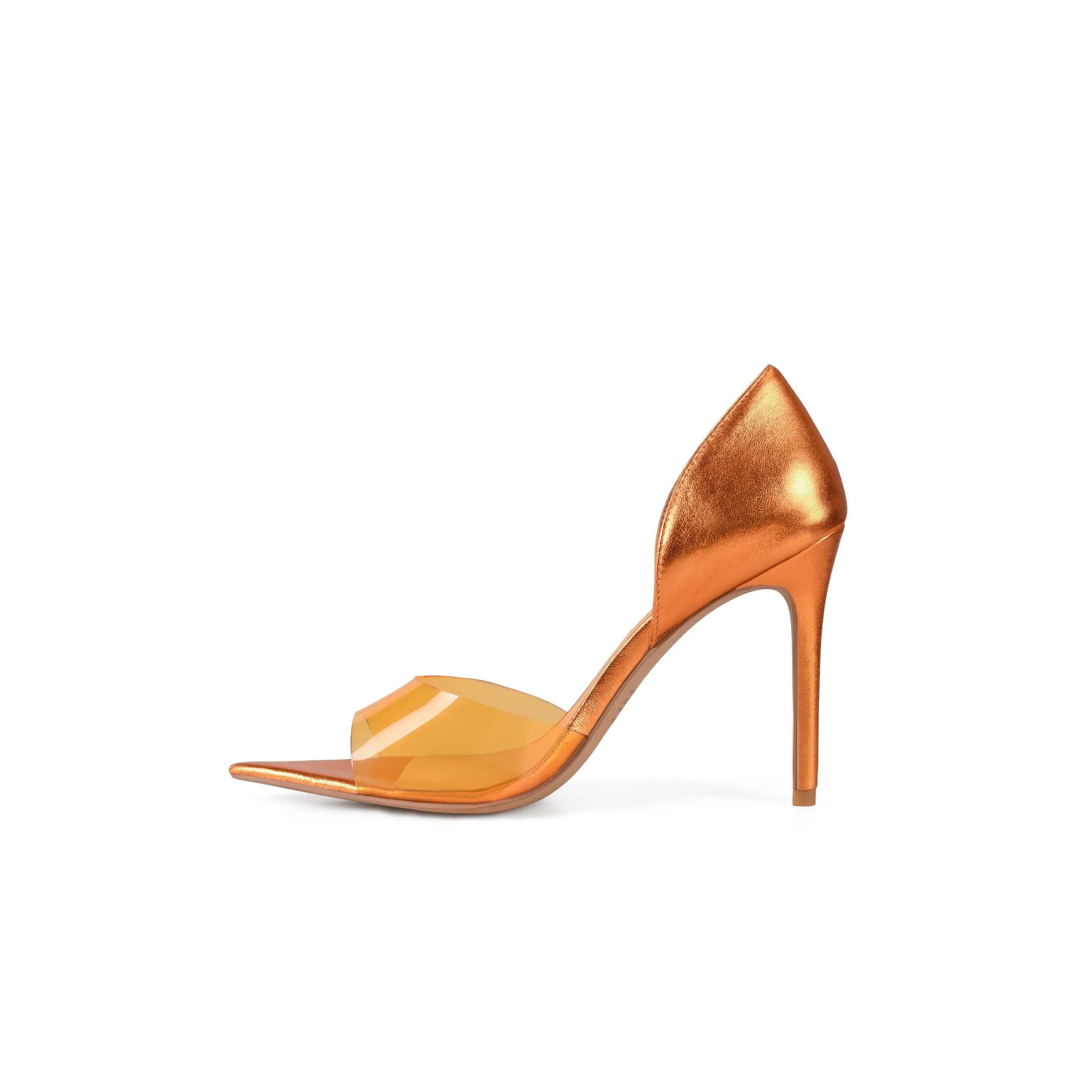 Ella Pump Orange Vinylite & Metallic Leather
