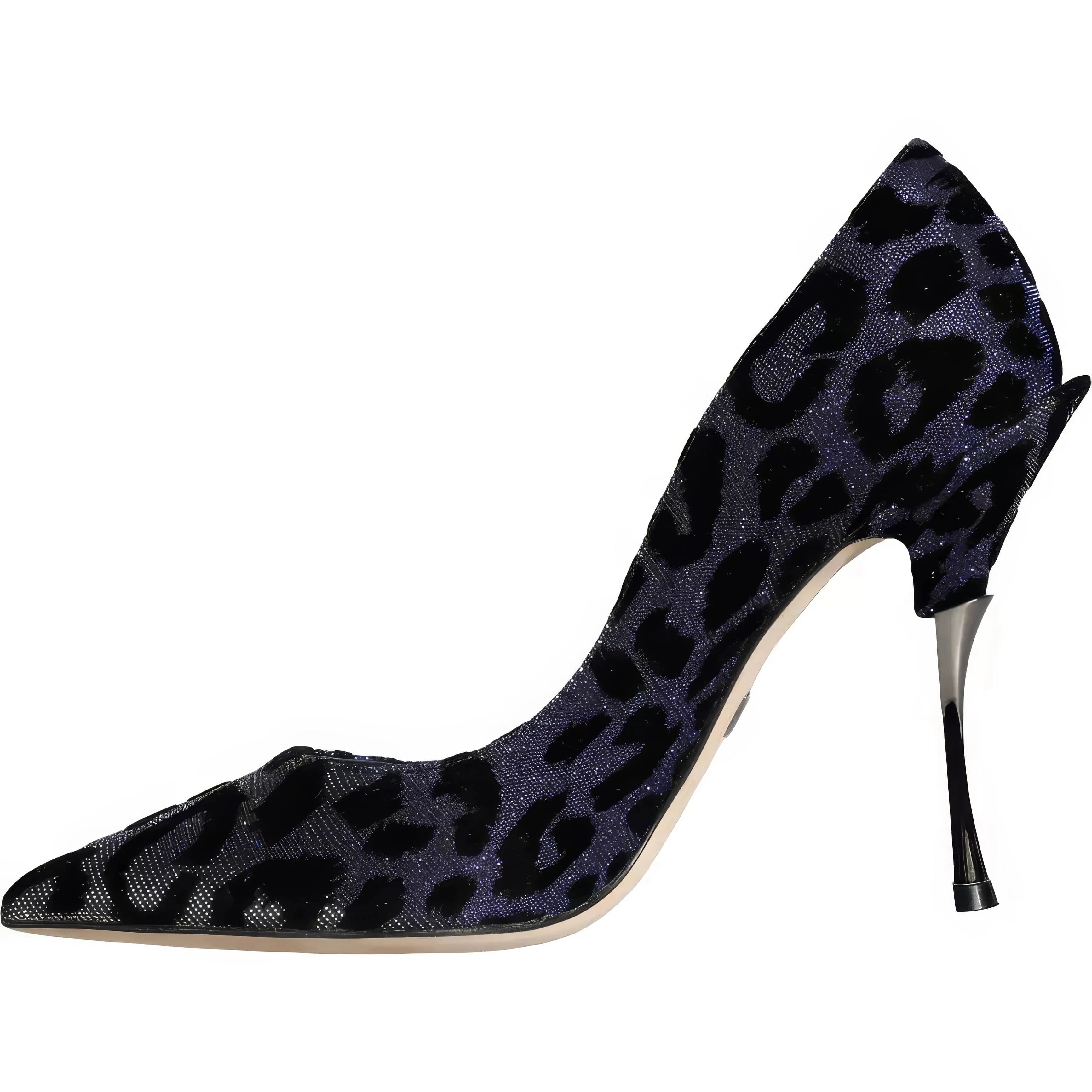 Flocked Leopard Print Lamé Pumps