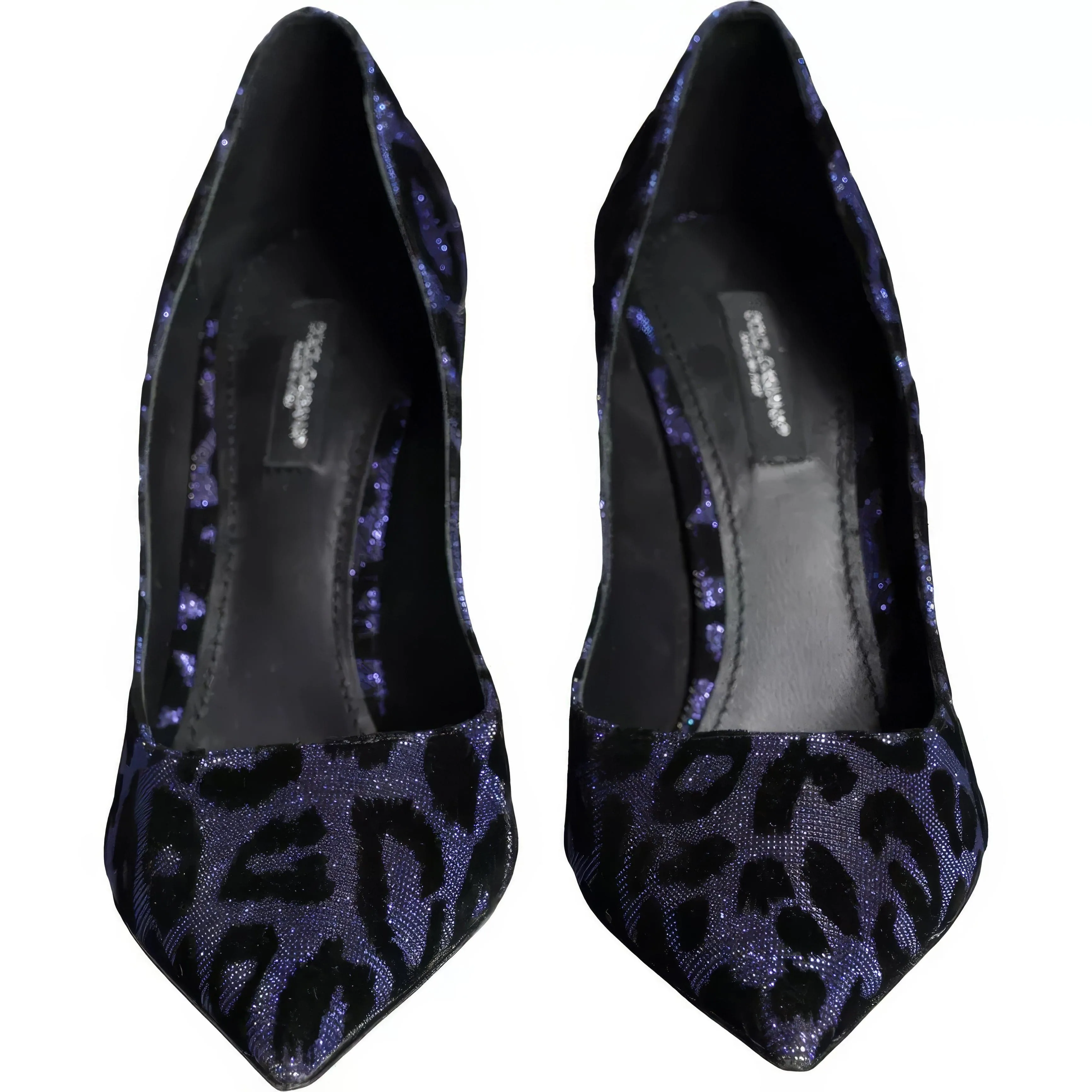 Flocked Leopard Print Lamé Pumps