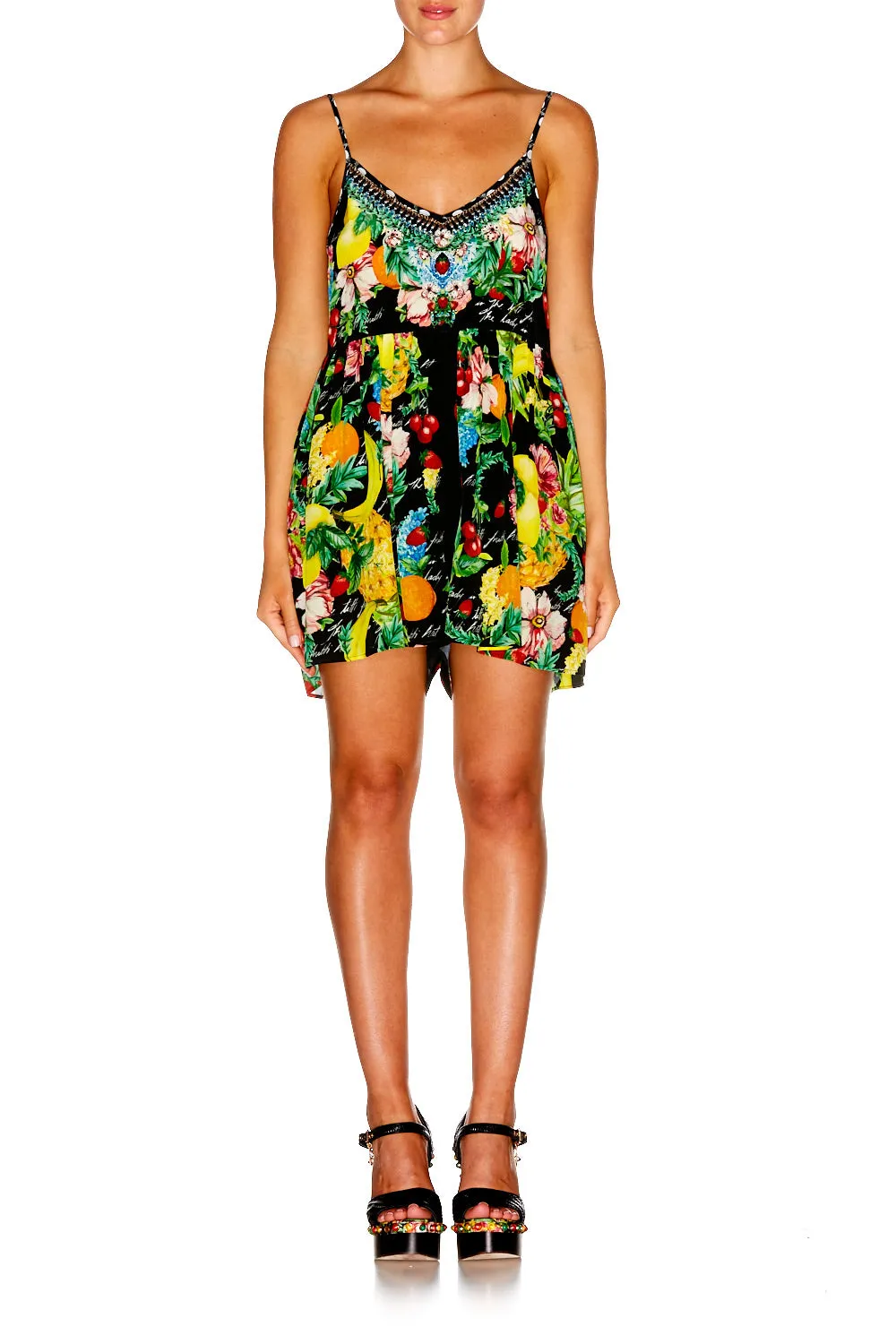 GATHERED PLAYSUIT WITH STRAPS CALL ME CARMEN