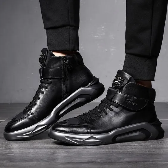High Top Trendy Black Martin Boots