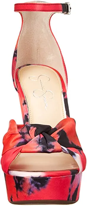 Jessica Simpson Tyssie Pink Purple Ankle Strap Print Wedge Heel Platform Sandals