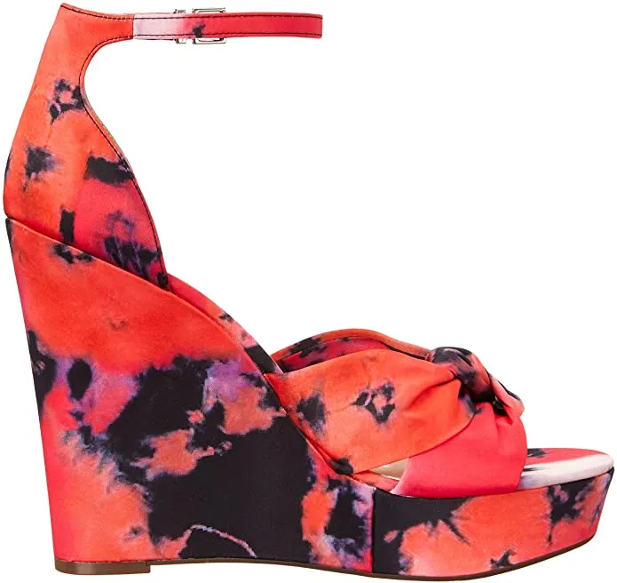 Jessica Simpson Tyssie Pink Purple Ankle Strap Print Wedge Heel Platform Sandals