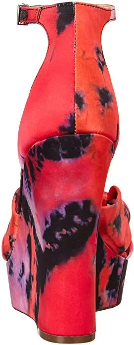 Jessica Simpson Tyssie Pink Purple Ankle Strap Print Wedge Heel Platform Sandals
