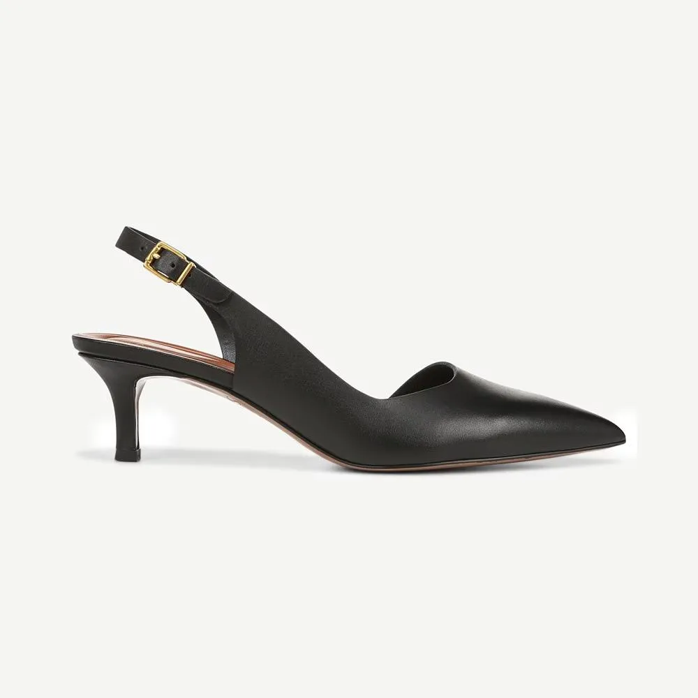 Kimberly Black Leather Franco Sarto Slingback Pumps