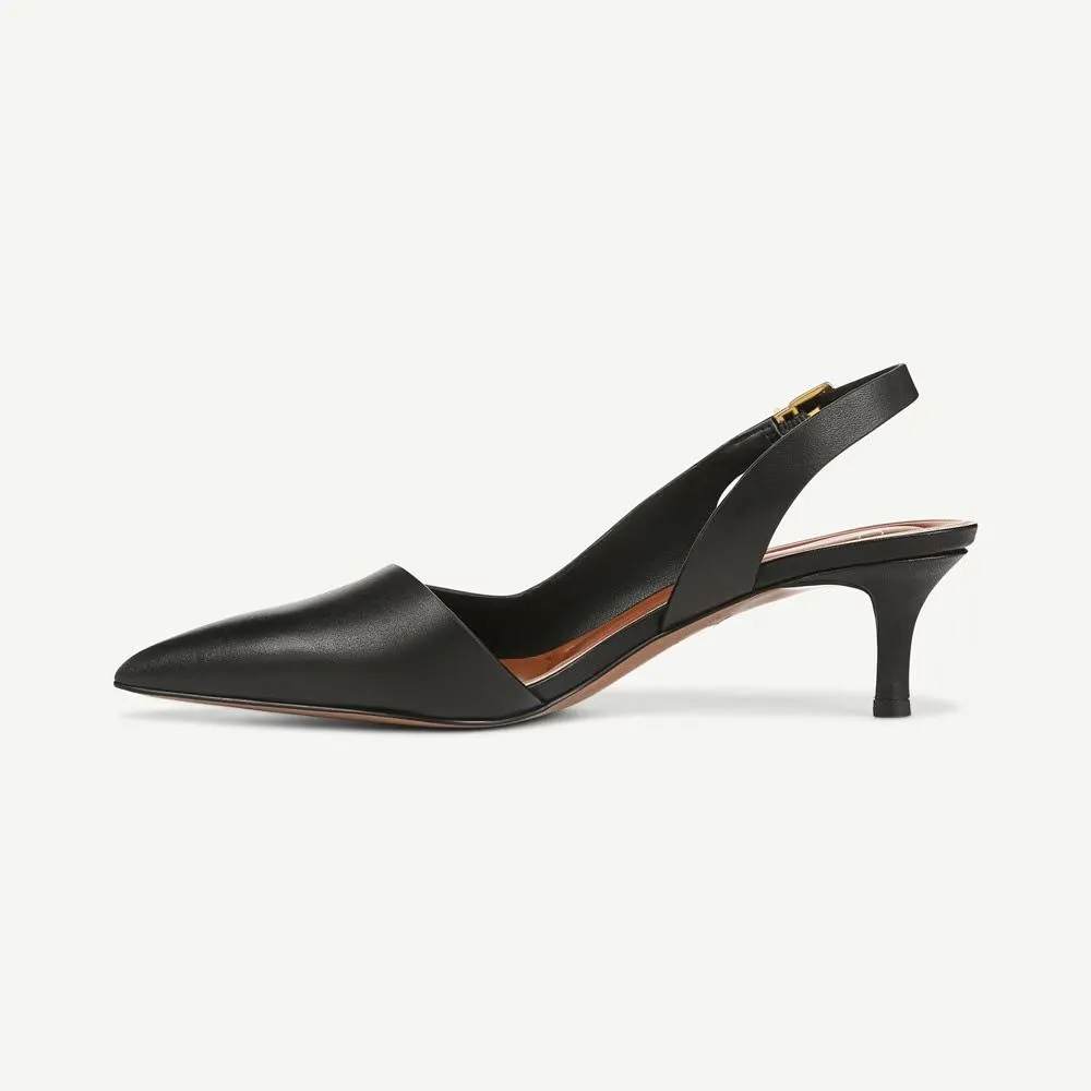 Kimberly Black Leather Franco Sarto Slingback Pumps