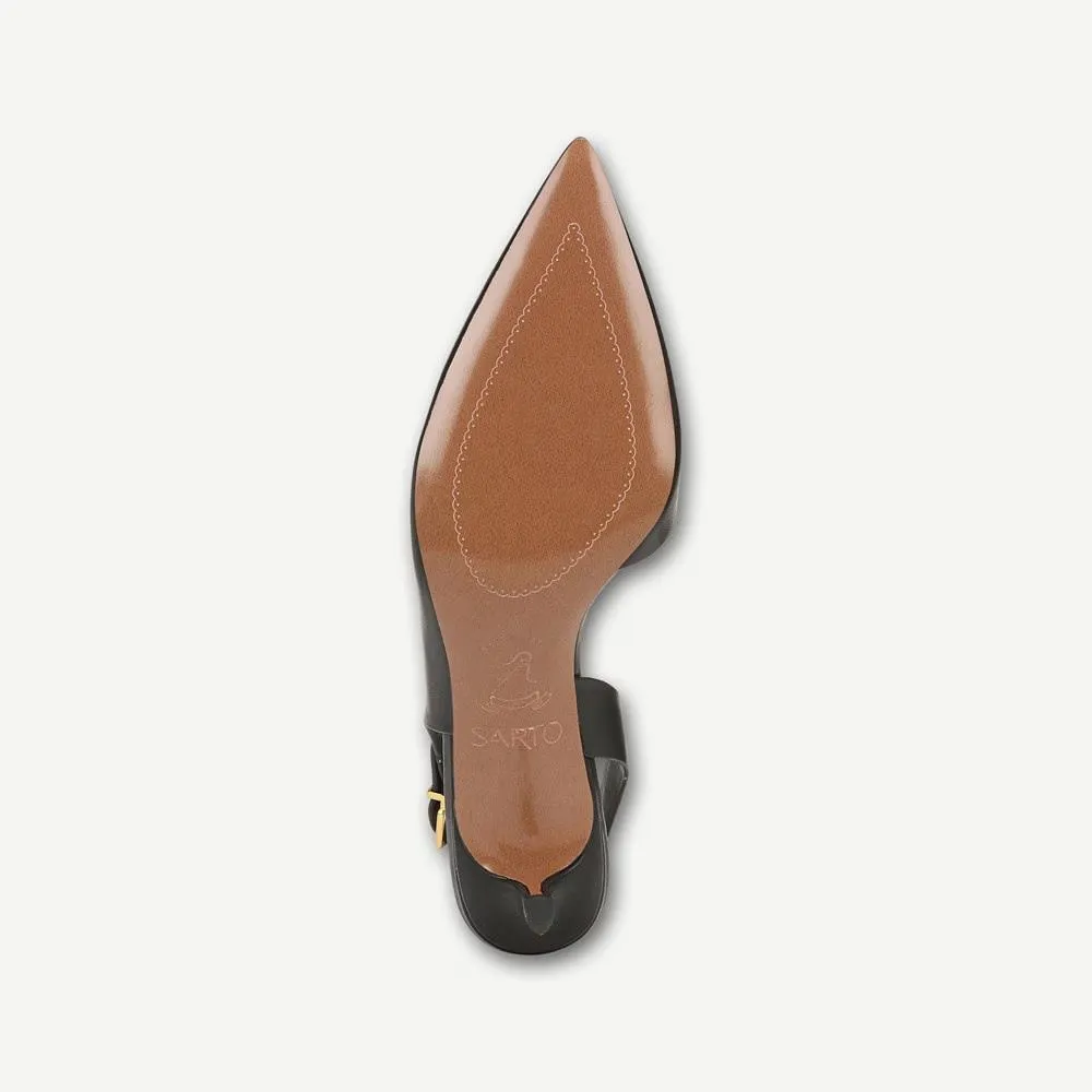 Kimberly Black Leather Franco Sarto Slingback Pumps