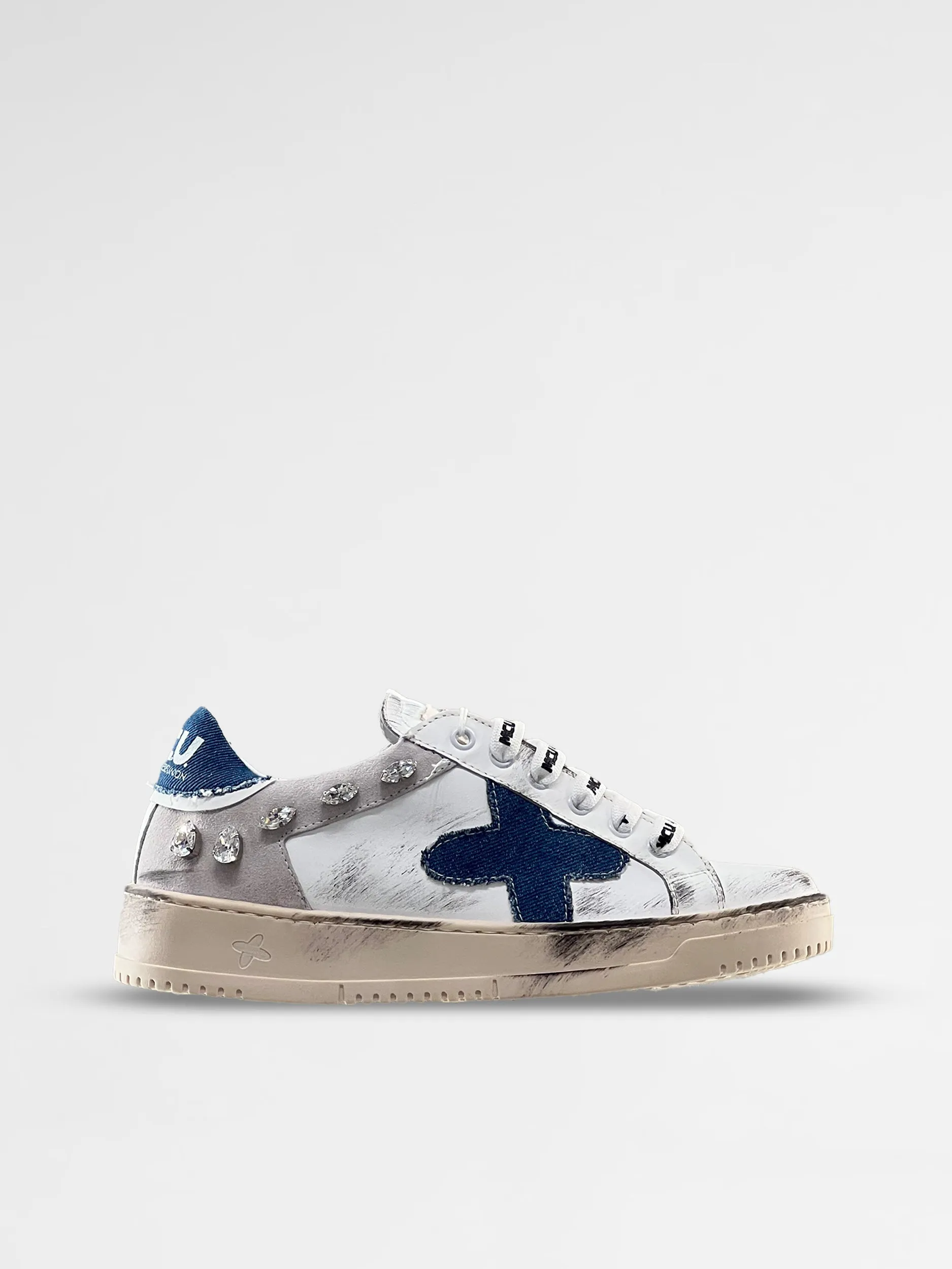 MCU Women Blue low-top Sneakers Swarovski Stones