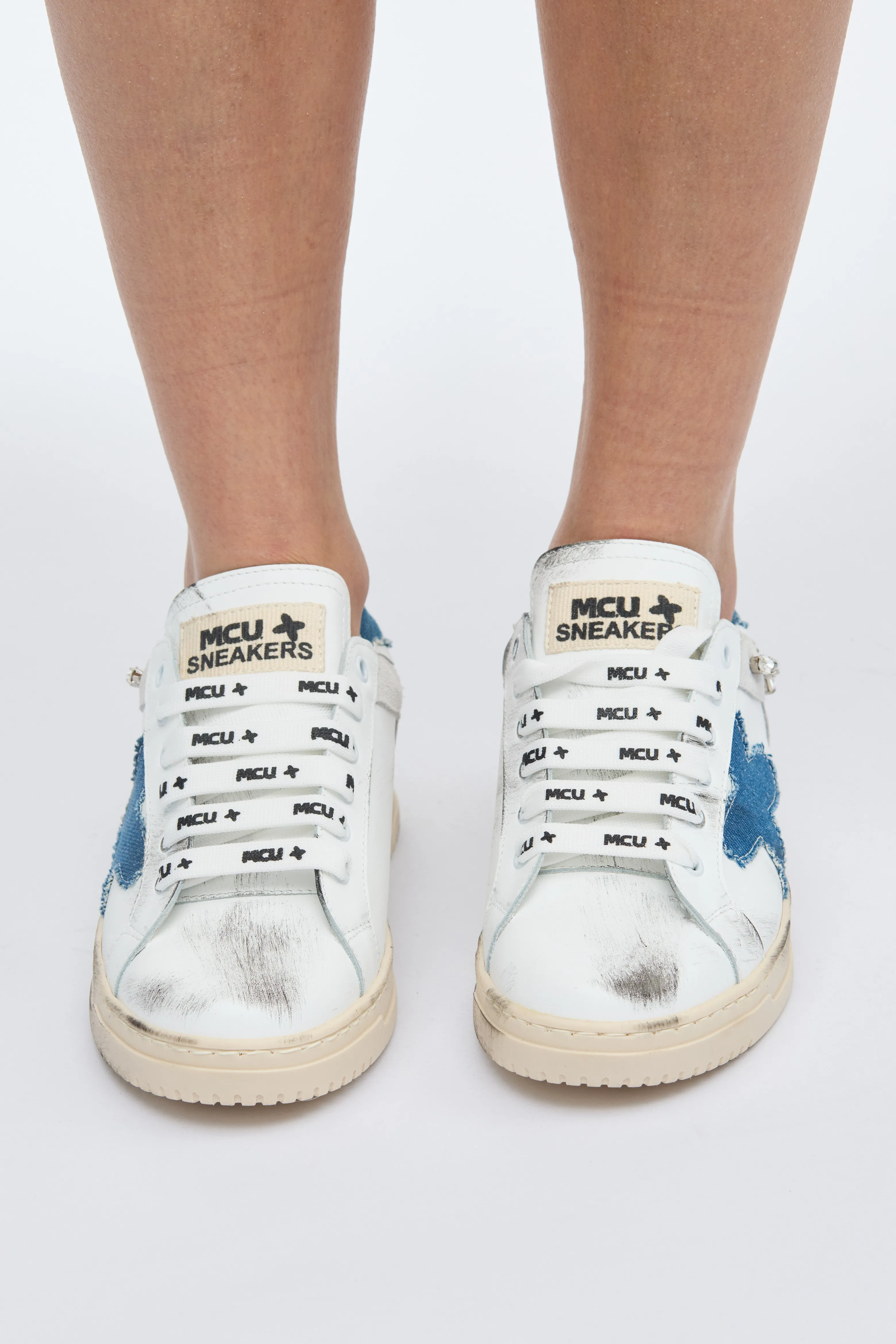 MCU Women Blue low-top Sneakers Swarovski Stones
