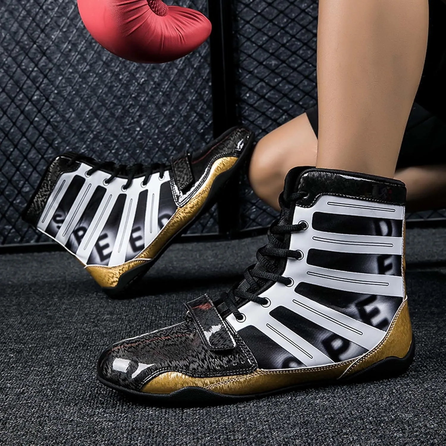Men's and Women's High Traction Wrestling Shoes for Men,Durable Shoes for Wrestling, Boxing, Weightlifting & Bodybuilding -Combat Sports Footwear, Lightweight Gym Shoes