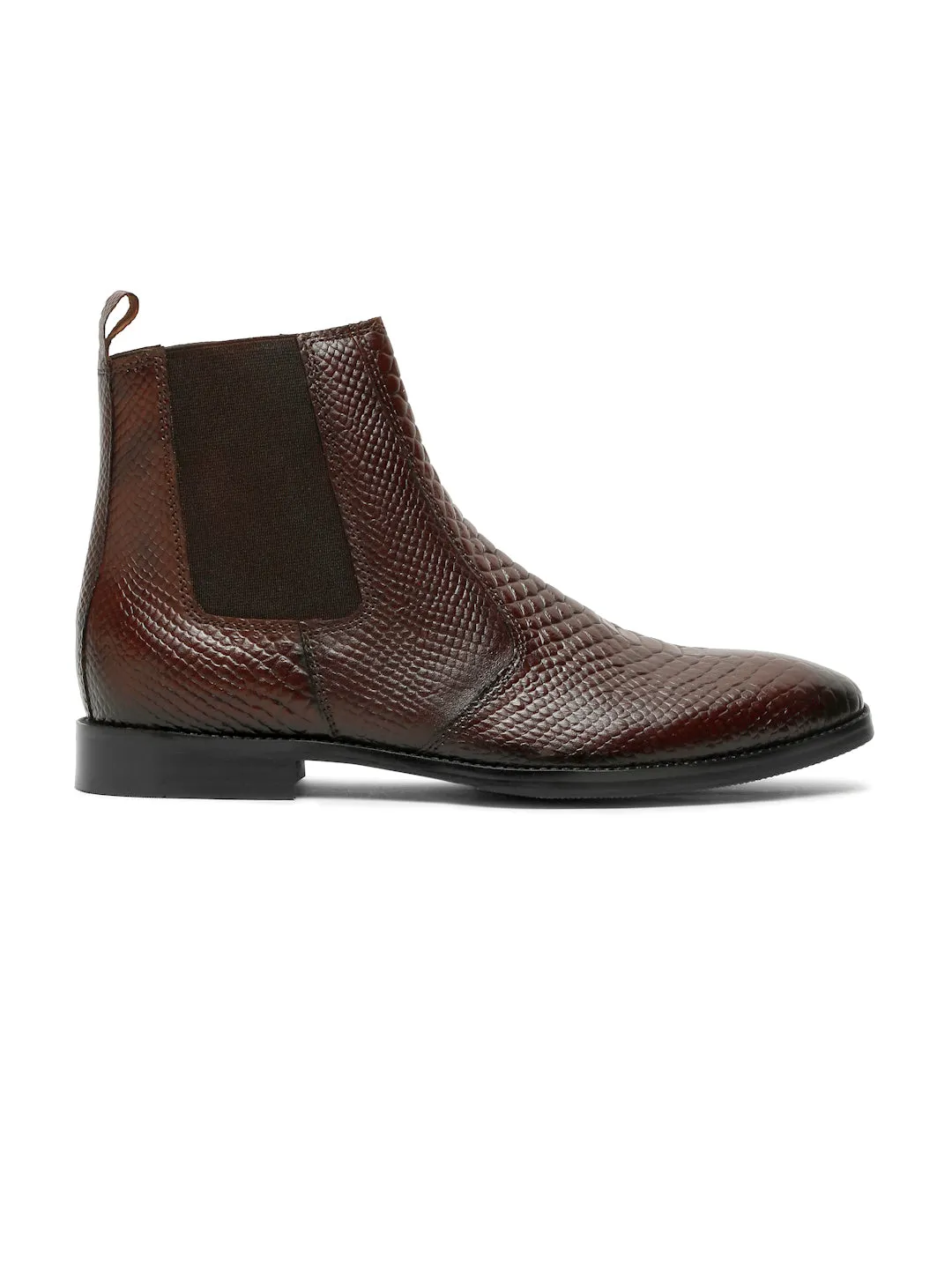 Men's Croco Texture Brown Leathers Boots