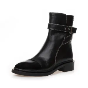 My Moves leather boot black/w patent toe