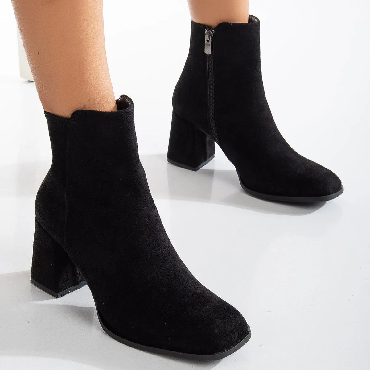 Nadine - Black Suede Ankle Boots