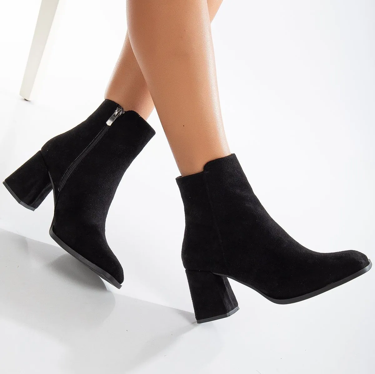 Nadine - Black Suede Ankle Boots