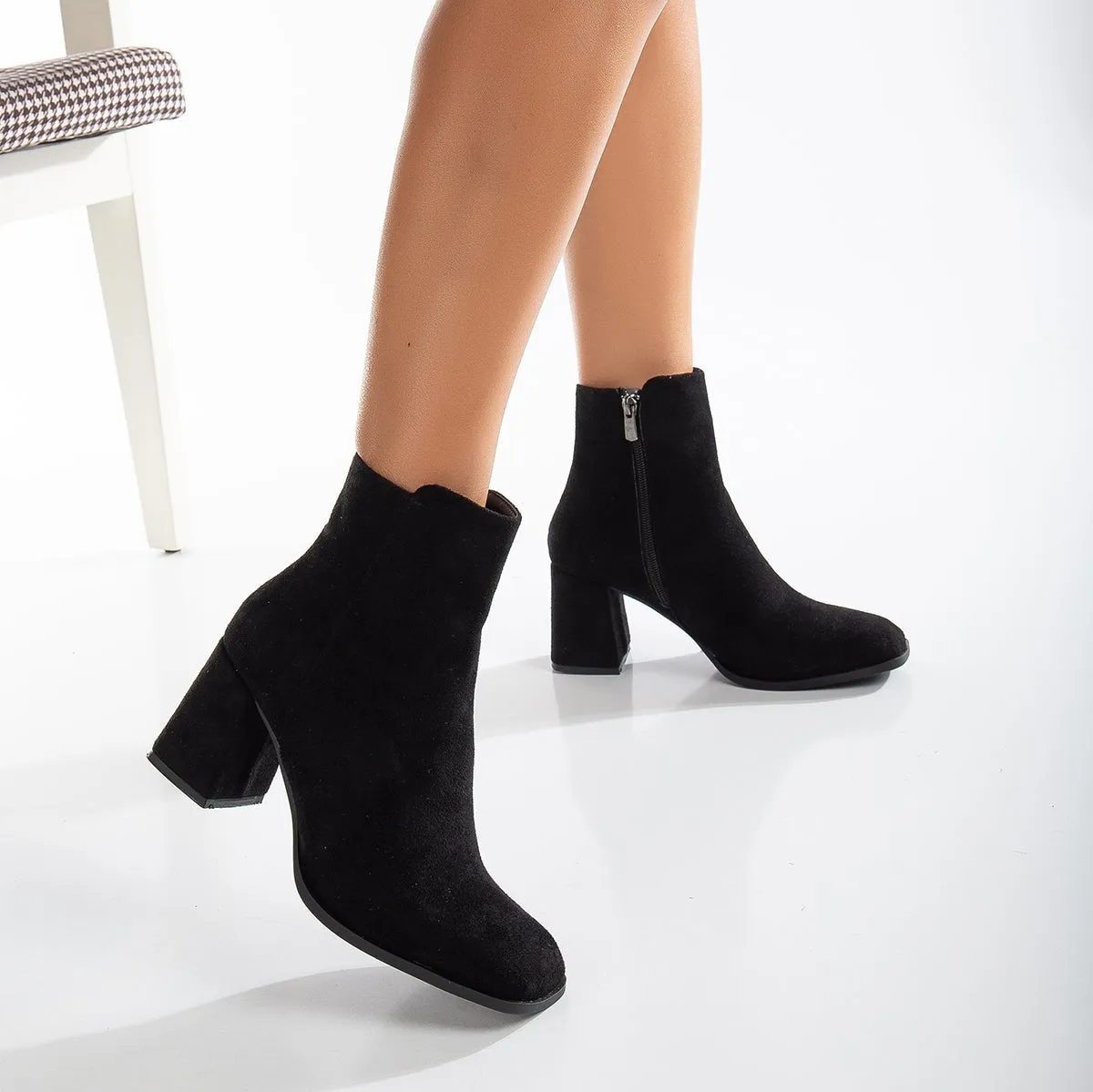 Nadine - Black Suede Ankle Boots