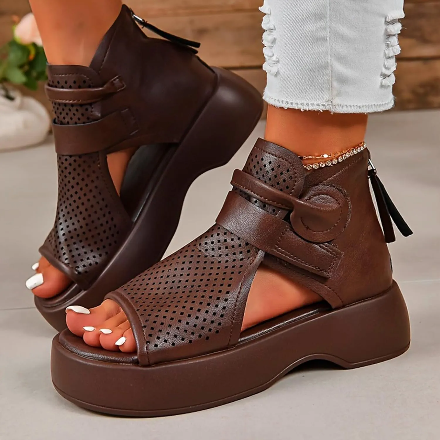 Platform Sandals Women Featuring Foam Cushioned Insoles Women's Platform Sandals Wedge Open Toe Sandals