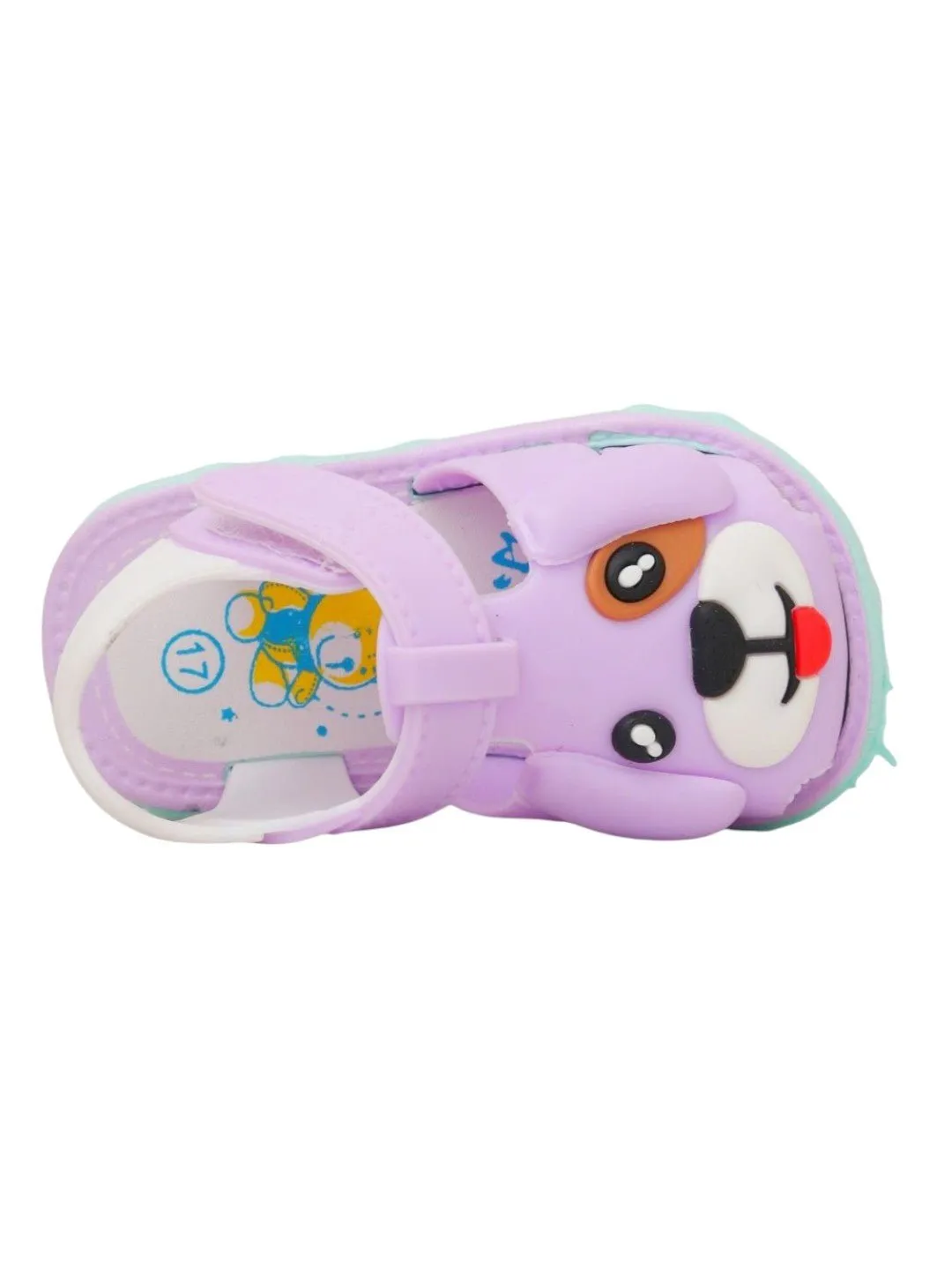 Playful Pup Purple Applique Sandals for Kids