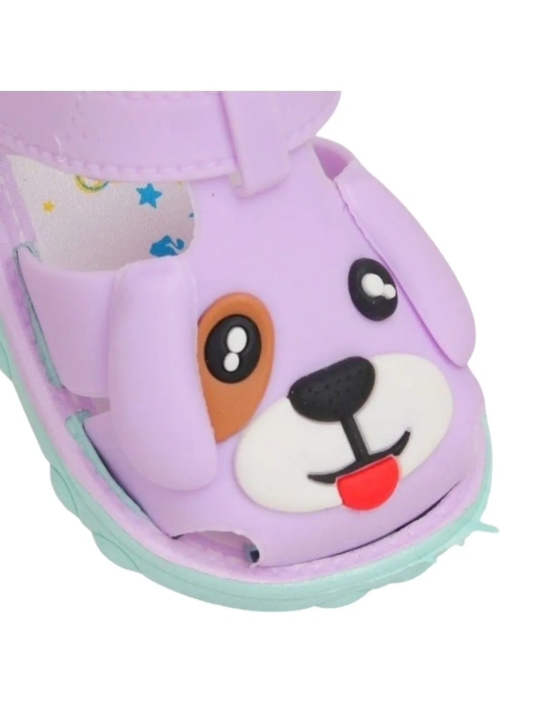 Playful Pup Purple Applique Sandals for Kids