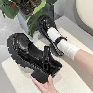 Shoes on heels Women mary janes shoes platform shoes Women's Vintage College Style Lolita shoes Girls black High Heel shoes