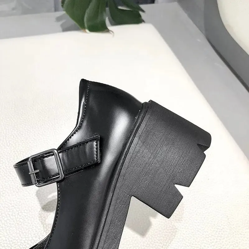 Shoes on heels Women mary janes shoes platform shoes Women's Vintage College Style Lolita shoes Girls black High Heel shoes