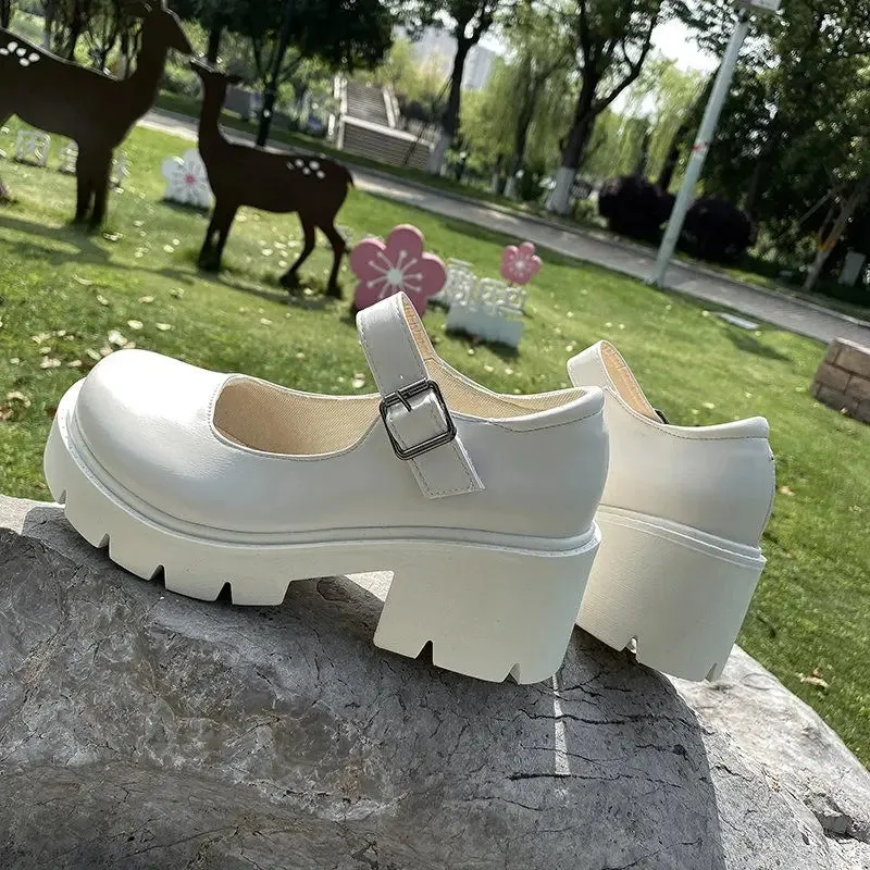 Shoes on heels Women mary janes shoes platform shoes Women's Vintage College Style Lolita shoes Girls black High Heel shoes