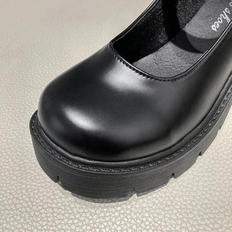 Shoes on heels Women mary janes shoes platform shoes Women's Vintage College Style Lolita shoes Girls black High Heel shoes