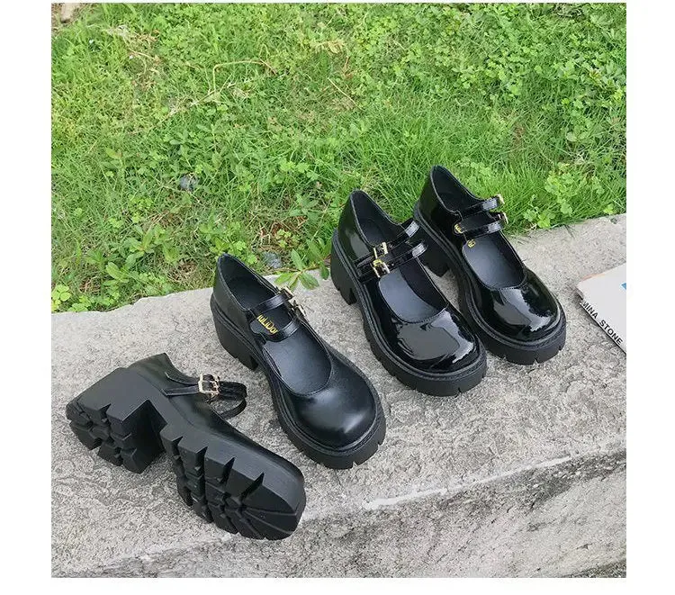 Shoes on heels Women mary janes shoes platform shoes Women's Vintage College Style Lolita shoes Girls black High Heel shoes