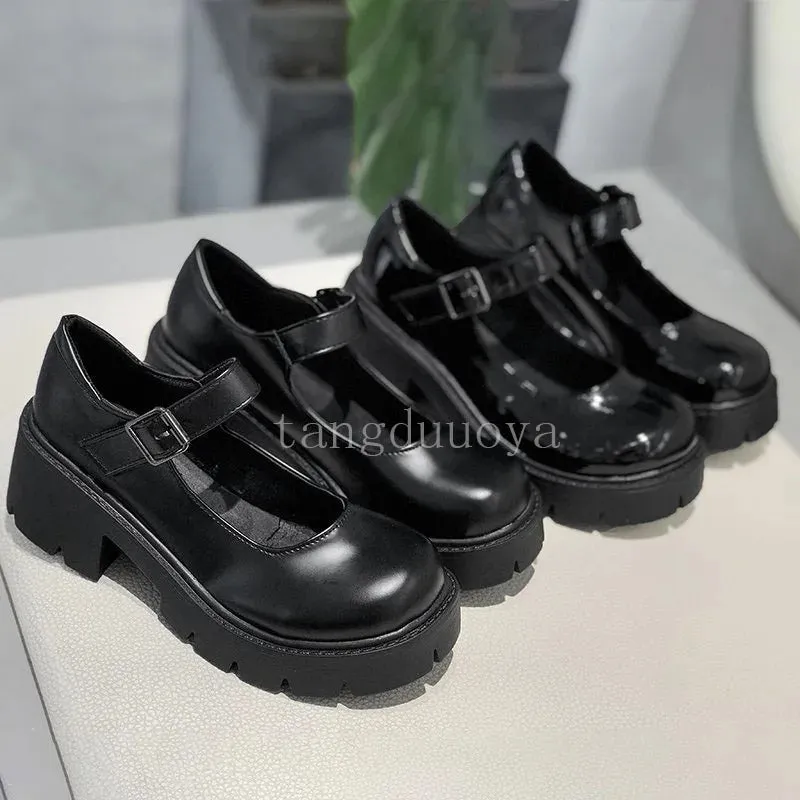 Shoes on heels Women mary janes shoes platform shoes Women's Vintage College Style Lolita shoes Girls black High Heel shoes