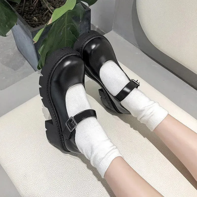 Shoes on heels Women mary janes shoes platform shoes Women's Vintage College Style Lolita shoes Girls black High Heel shoes