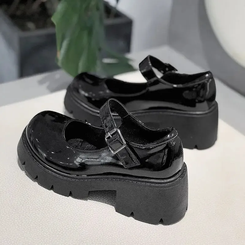 Shoes on heels Women mary janes shoes platform shoes Women's Vintage College Style Lolita shoes Girls black High Heel shoes