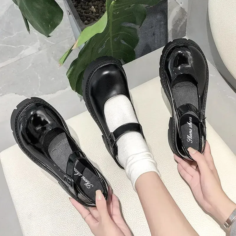 Shoes on heels Women mary janes shoes platform shoes Women's Vintage College Style Lolita shoes Girls black High Heel shoes