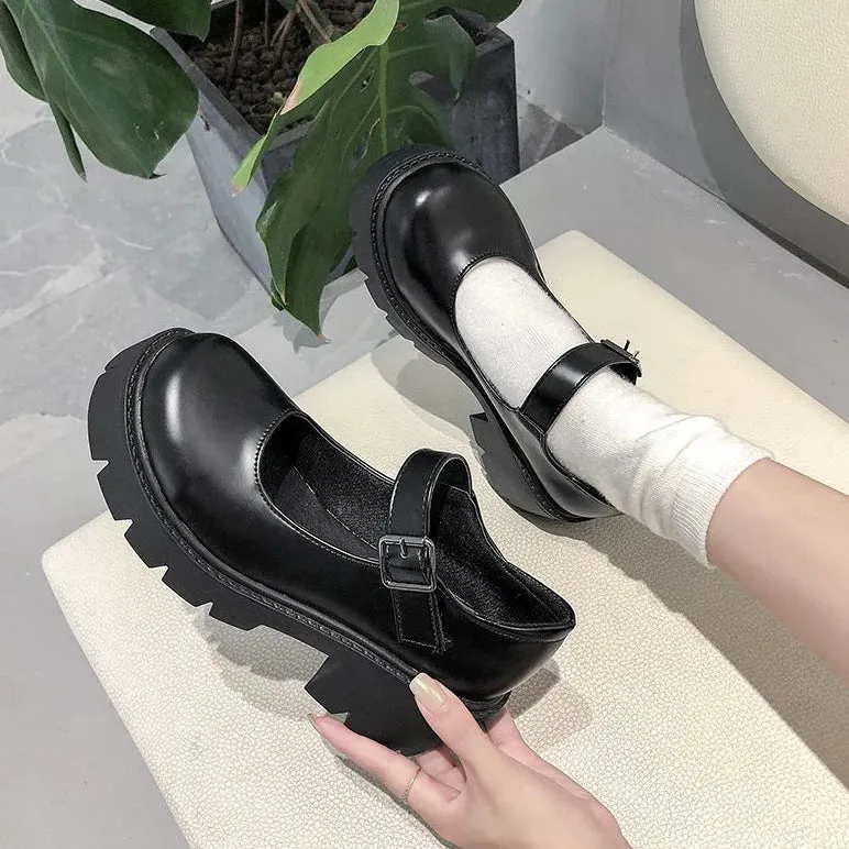 Shoes on heels Women mary janes shoes platform shoes Women's Vintage College Style Lolita shoes Girls black High Heel shoes