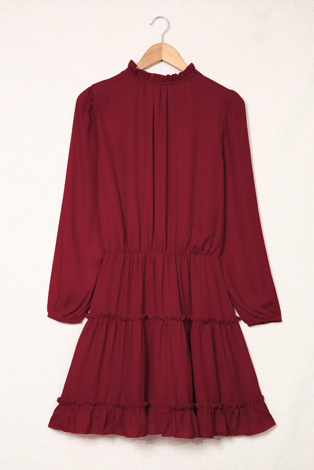 Solid Long Sleeve Mini Dress