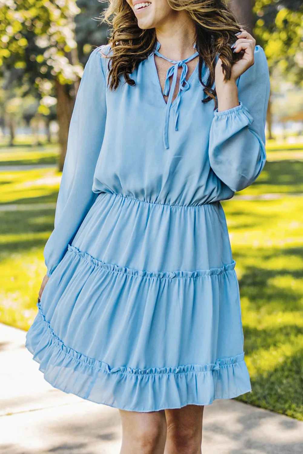 Solid Long Sleeve Mini Dress