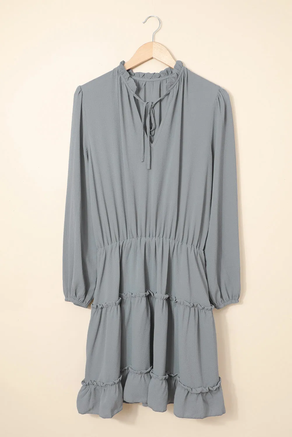 Solid Long Sleeve Mini Dress