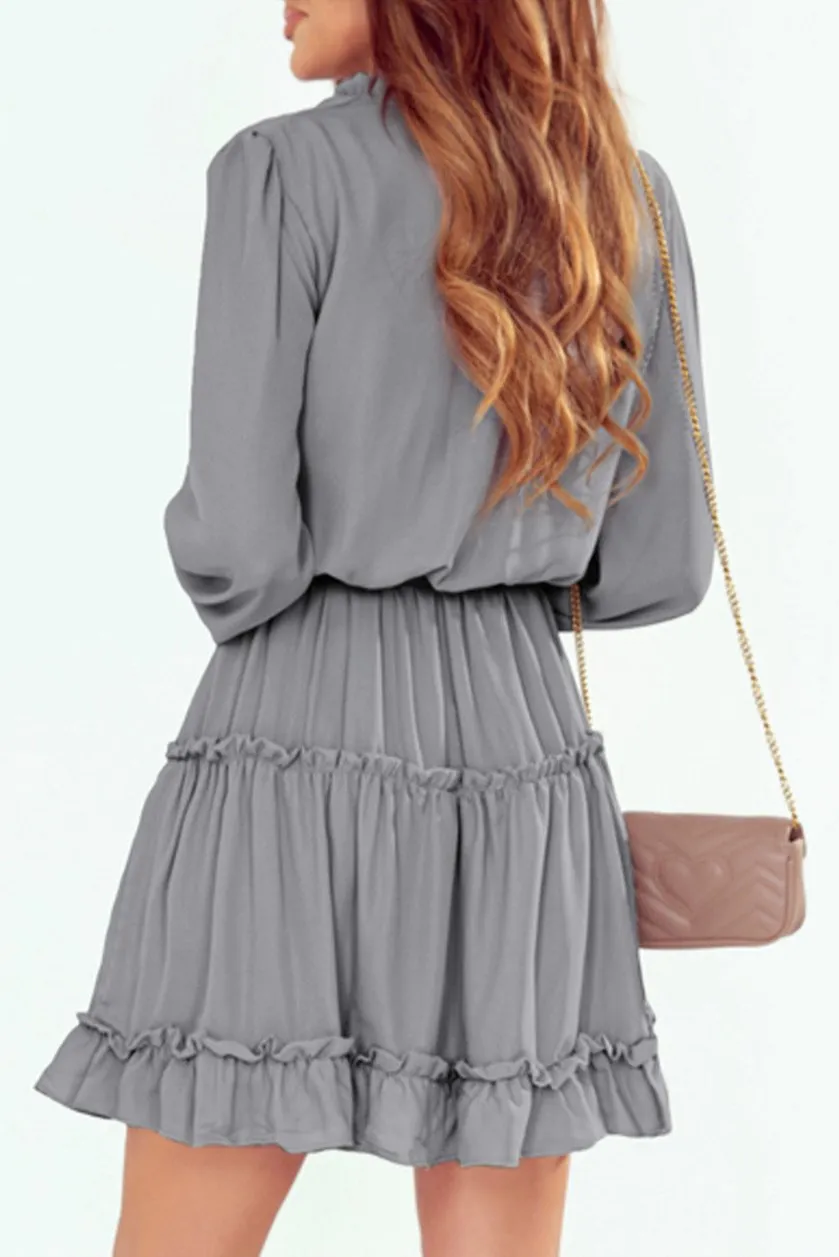 Solid Long Sleeve Mini Dress