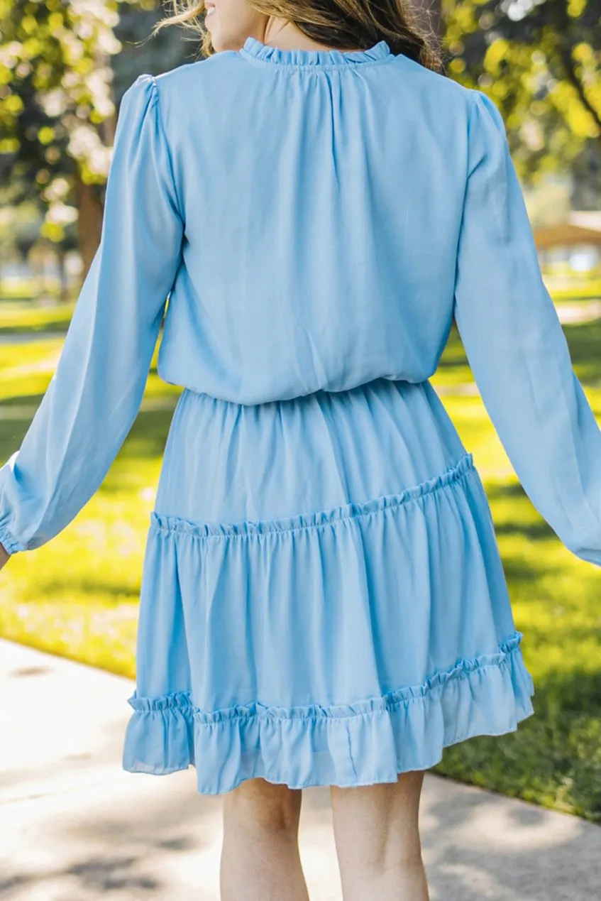 Solid Long Sleeve Mini Dress